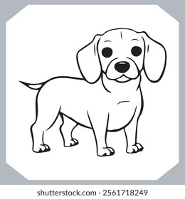 Cute Dog Silhouette Collection Black Sketch Vector Art on White