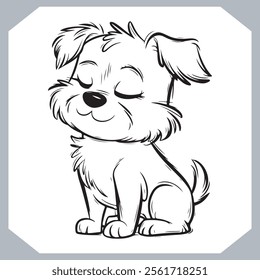 Cute Dog Silhouette Collection Black Sketch Vector Art on White