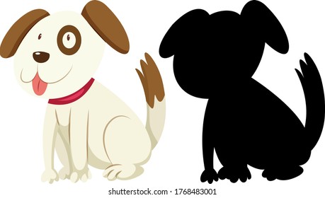 Cute dog with its silhouette illustration