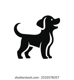 A cute dog silhouette in a playful pose 