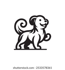 A cute dog silhouette in a playful pose 