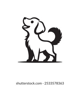 A cute dog silhouette in a playful pose 