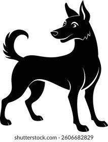 A cute dog silhouette in a playful pose 