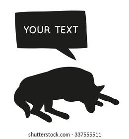 Cute Dog Silhouette With Speech Bubble. Beautiful vector design.