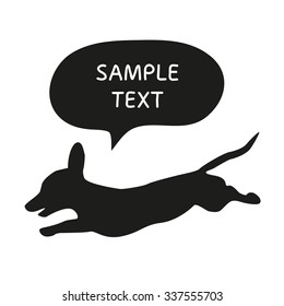 Cute Dog Silhouette With Speech Bubble. Beautiful vector design.