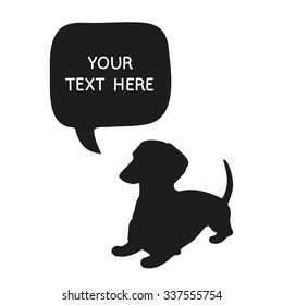 Cute Dog Silhouette With Speech Bubble. Beautiful vector design.