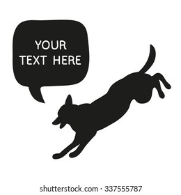 Cute Dog Silhouette With Speech Bubble. Beautiful vector design.
