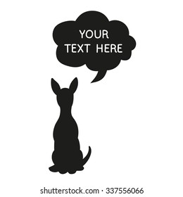 Cute Dog Silhouette With Speech Bubble. Beautiful vector design.