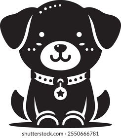 Cute dog silhouette vector with white background