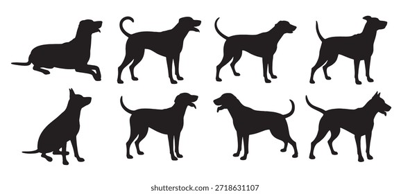 süße Hund Silhouetten Satz von verschiedenen Rassen von Hunden
