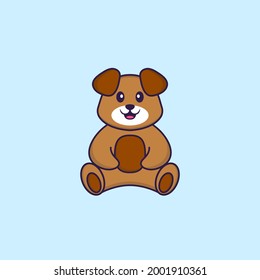 Cute dog is sitting. Animal cartoon concept isolated. Can used for t-shirt, greeting card, invitation card or mascot.