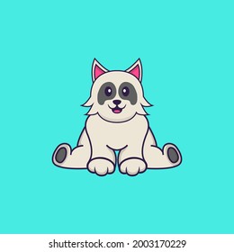 Cute dog is sitting. Animal cartoon concept isolated. Can used for t-shirt, greeting card, invitation card or mascot.