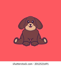 Cute dog is sitting. Animal cartoon concept isolated. Can used for t-shirt, greeting card, invitation card or mascot.