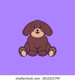 Cute dog is sitting. Animal cartoon concept isolated. Can used for t-shirt, greeting card, invitation card or mascot.
