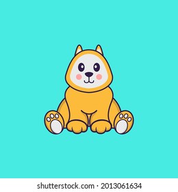 Cute dog is sitting. Animal cartoon concept isolated. Can used for t-shirt, greeting card, invitation card or mascot.