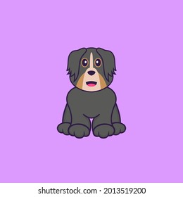 Cute dog is sitting. Animal cartoon concept isolated. Can used for t-shirt, greeting card, invitation card or mascot.