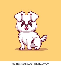 Cute Dog Sitting Cartoon Vector Icon Illustration. Animal Love Icon Concept Isolated Premium Vector. Flat Cartoon Style