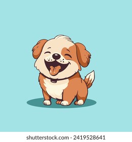 Cute Dog Sitting Cartoon Vector Icon Illustration. Animal Nature Icon Concept Isolated Premium Vector. Flat Cartoon Style