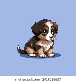 Cute Dog Sitting Cartoon Vector Icon Illustration. Animal Nature Icon Concept Isolated Premium Vector. Flat Cartoon Style