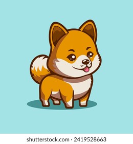 Cute Dog Sitting Cartoon Vector Icon Illustration. Animal Nature Icon Concept Isolated Premium Vector. Flat Cartoon Style