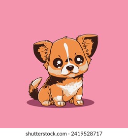 Cute Dog Sitting Cartoon Vector Icon Illustration. Animal Nature Icon Concept Isolated Premium Vector. Flat Cartoon Style