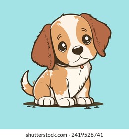 Cute Dog Sitting Cartoon Vector Icon Illustration. Animal Nature Icon Concept Isolated Premium Vector. Flat Cartoon Style