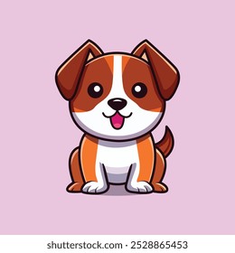 Cute Dog Sitting Cartoon Vector Icon Illustration - Animal Nature Icon Concept Isolated Premium Vector - Flat Cartoon Style 