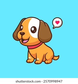 Cute Dog Sitting Cartoon Vector Icon Illustration. Animal 
Nature Icon Concept Isolated Premium Vector. Flat Cartoon 
Style