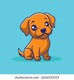 Cute Dog Sitting Cartoon Vector Icon Illustration. Animal Nature Icon Concept Isolated Premium Vector. Flat Cartoon Style
