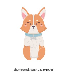 cute dog sitting domestic cartoon animal, pets vector illustration