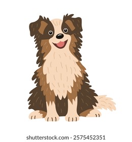 Cute dog sitting. Hand drawn. Flat style. Vector illustration.