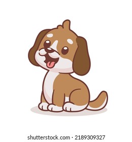 Cute Dog Sitting Icon Vector Illustration. Cute animal isolated vector illustration flat cartoon style.
