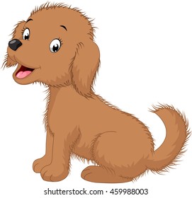 Cute dog sitting isolated on white background