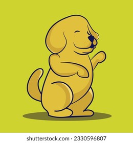 Cute Hund Sitting auf Hinterbeinen Cartoon Vektorsymbol Illustration. Tierisches Icon Konzept isolierter Premium-Vektorgrafik. Flachbildkartonstil

