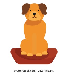 Cute dog sitting on mat looking forward illustration