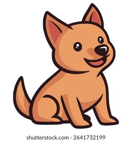 cute dog sitting pet animal flat color vector illustration template design