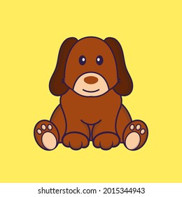 Cute dog is sitting. Vector Illustration