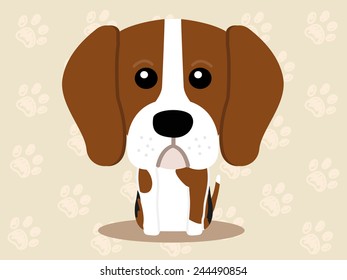 Cute dog sitting - vector set of icons and illustrations