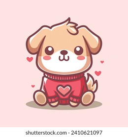 Cute dog is sitting wearing a sweater vector illustration