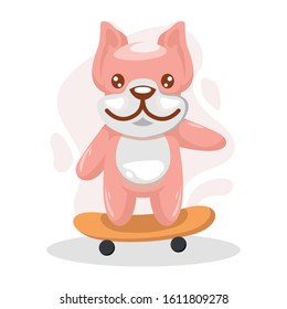 Cute dog with skateboard cartoon design vector