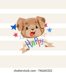 cute dog sketch vector illustration, print design puppy, children print on t-shirt 