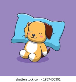 cute dog is sleeping cartoon illustration