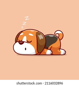 Cute Dog Sleeping Cartoon Vector Icon Illustration. Animal Nature Icon Concept Isolated Premium Vector. Flat Cartoon Style