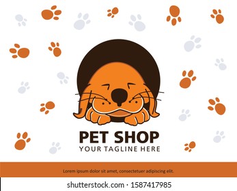 A cute dog is sleeping in a circle. This logo is great for pet shops, pet trainers, dog walkers, dog sitters, animal clinics.