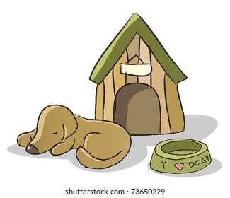 cute dog sleeping illustration