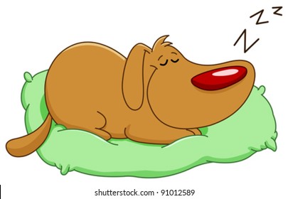 Cute Dog Sleeping On A Pillow