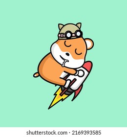 a cute dog sleeping on a rocket