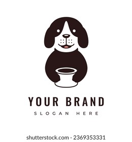 cute dog smile adorable animal mammal friend doggy vector logo design graphic illustration