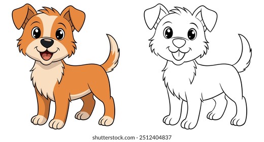 Cute Dog Smile Cartoon Coloring Page For Kids