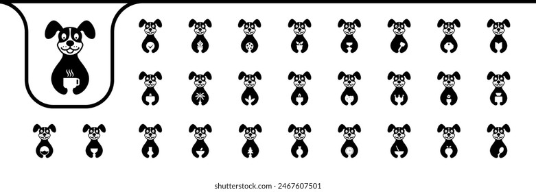 cute dog smile holding, mascot cartoon icon vector design